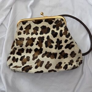 Retro Leopard Print Genuine Leather Women's Purse